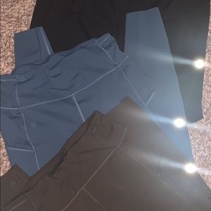 Lululemon Fast n Free leggings *LOT OF 3* 25" inseam Size 12–black, blue, olive
